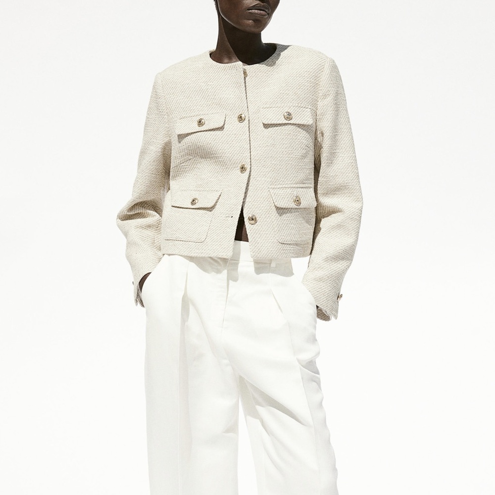 H&M Cream Textured Jacket - Picture 4 of 4